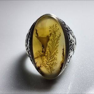Unique handmade ring with Yemeni yellow agate